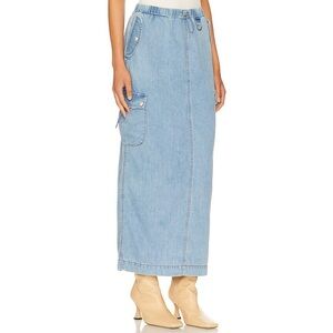 NWT BLANKNYC Cargo Maxi Denim Skirt Sz XS - Light Blue Denim